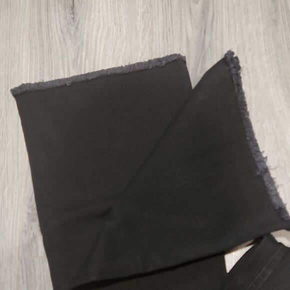 NWT Black M Jeans High Rise Button Raw Hem Flare Jeans - Picture 3 of 9